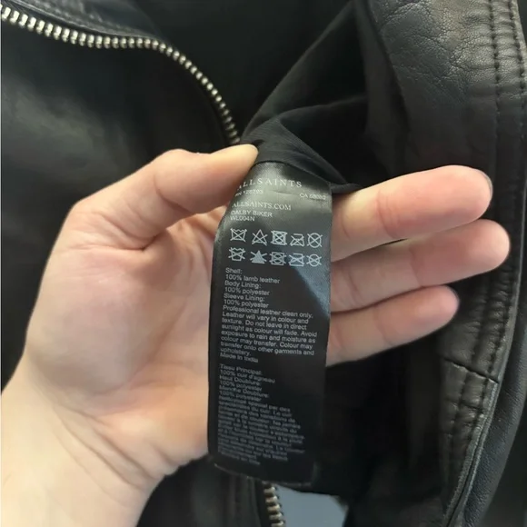 Allsaints Dalby Lamb Leather Moto Jacket Women’s Size 2 - Picture 8 of 8